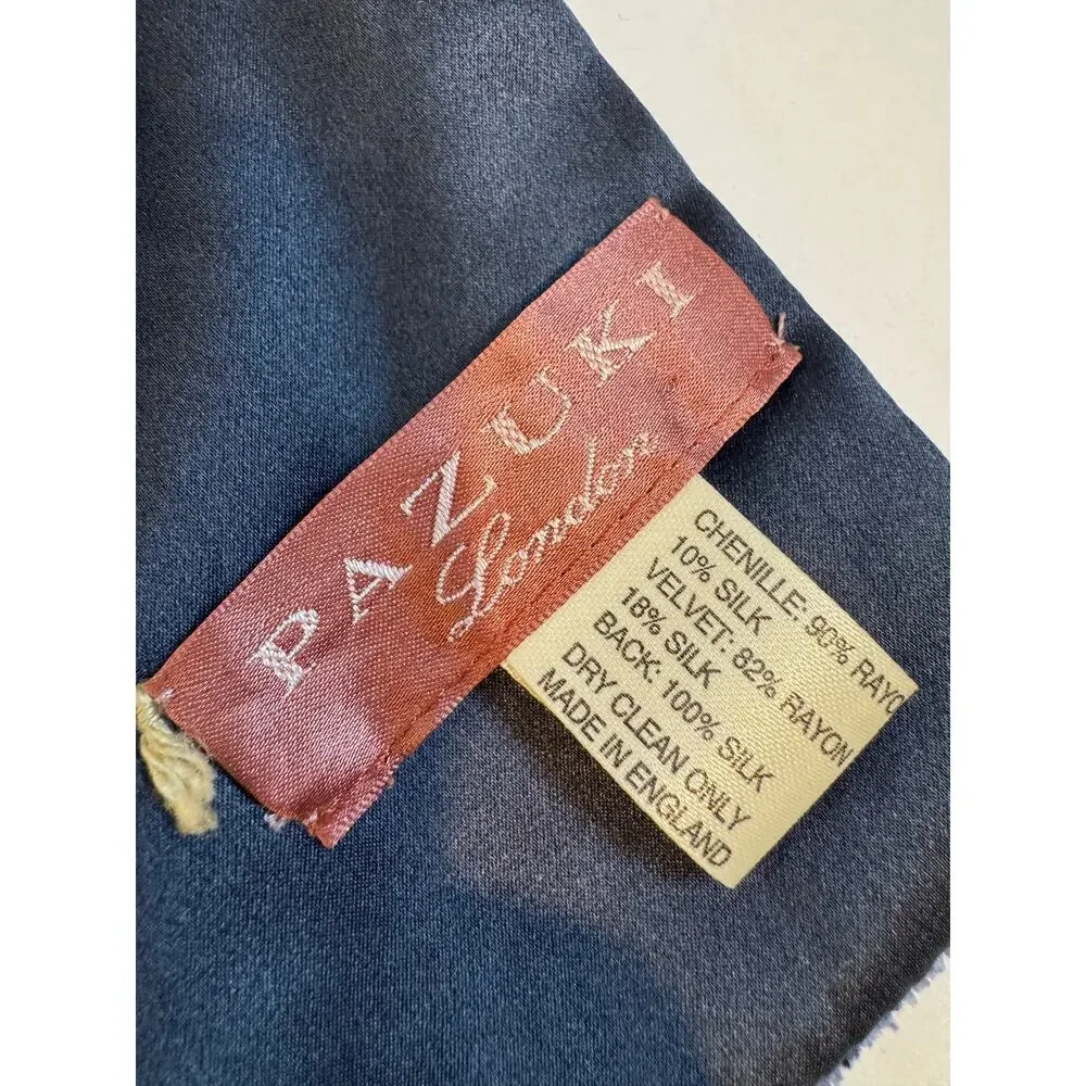 Vintage 90s Pazuki London Handcrafted Silk Velvet Floral Scarf